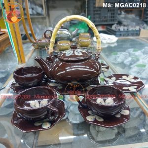 Ấm chén Bát Tràng đẹp men hỏa biến mã MGAC0218