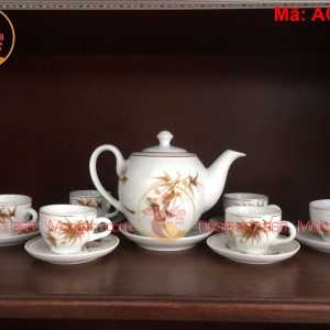 Ấm chén Bát Tràng giá rẻ mạ vàng mã AC1012