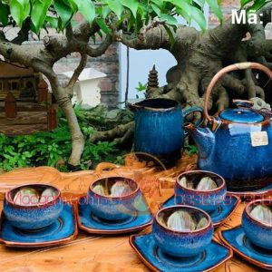 Ấm chén Bát Tràng men hỏa biến mã MGAC0212