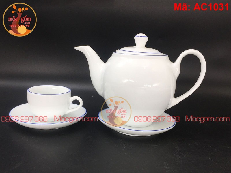 Ấm chén đẹp giá rẻ kẻ chỉ xanh mã AC1031 – Ảnh 4