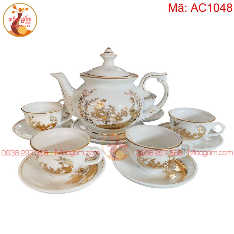 Ấm chén đẹp giá rẻ mạ vàng mã AC1048
