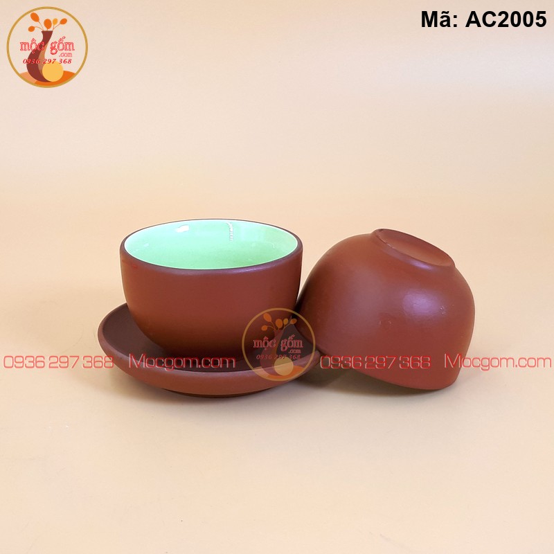 Ấm chén gốm Bát Tràng đáp nổi mẫu đơn màu đỏ mã AC2005 – Ảnh 2