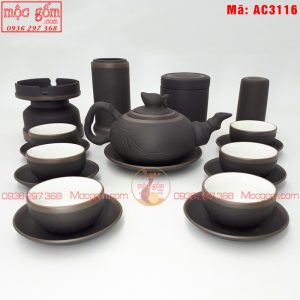 Ấm chén tử sa mẫu Đào số 1 chỉ bạc đầy đủ phụ kiện mã ac3116 Ảnh 2