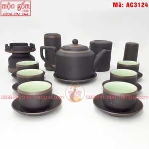 Ấm trà tử sa bát tràng mẫu tích phúc lộc thọ chỉ bạc đầy đủ phụ kiện mã ac3124 Ảnh 2