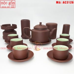 Ấm trà tử sa cao cấp mẫu tích số 2 nâu đầy đủ phụ kiện mã ac3126 Ảnh 2