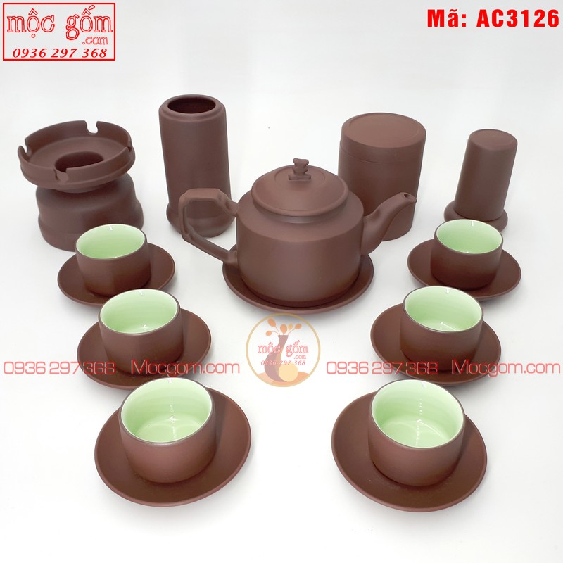Ấm trà tử sa cao cấp mẫu Tích số 2 nâu đầy đủ phụ kiện mã AC3126