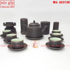 Ấm trà tử sa hà nội mẫu tích số 2 chỉ bạc đầy đủ phụ kiện mã ac3130 Ảnh 2