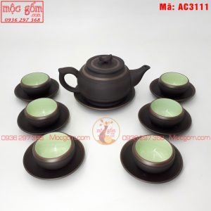 Ấm trà tử sa hà nội mẫu trống đai chỉ bạc mã ac3111