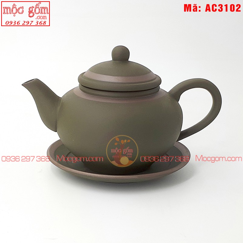 Ấm trà tử sa mẫu Chuông xanh chỉ S2 mã AC3102