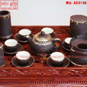 Ấm tử sa bát tràng mẫu bọc đồng mã ac3136 Ảnh 2