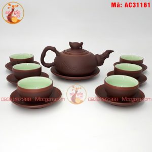 Ấm tử sa bát tràng mẫu Đào số 1 nâu chỉ đỏ mã ac31161