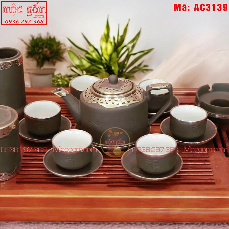 Ấm tử sa cao cấp mẫu Bọc đồng mã AC3139 – Ảnh 2