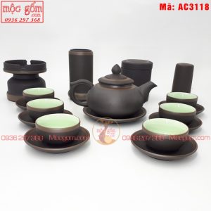 Ấm tử sa cao cấp mẫu chóp số 1 chỉ bạc và phụ kiện mã ac3118 Ảnh 2