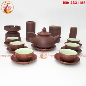 Bình trà tử sa chóp số 1 chỉ đỏ và phụ kiện mã ac31182