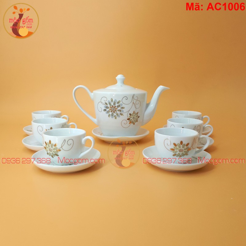 Bộ ấm chén Bát Tràng cao cấp giá rẻ mã AC1006