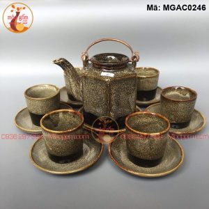 Bộ ấm chén Bát Tràng đẹp men hỏa biến mã MGAC0246