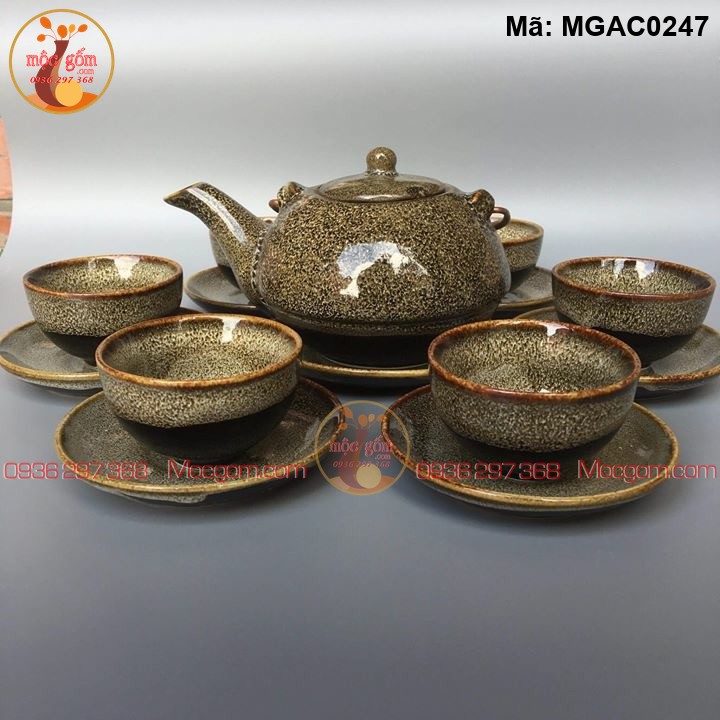 Bộ ấm chén Bát Tràng giá bao nhiêu men hỏa biến mã MGAC0247