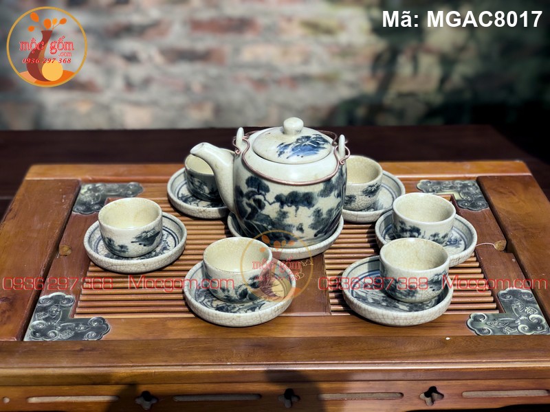 Bộ ấm chén Bát Tràng giả cổ giá rẻ mã MGAC8017