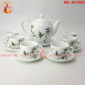 Bộ ấm chén Bát Tràng vẽ trúc mã AC1002