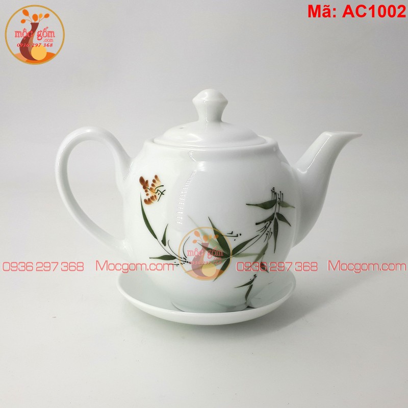 Bộ ấm chén Bát Tràng vẽ trúc mã AC1002 – Ảnh 6