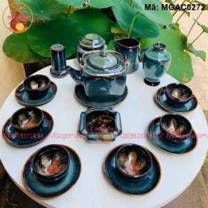 Bộ ấm chén đẹp cao cấp men hỏa biến mã MGAC0272