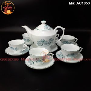 Bộ ấm chén đẹp nhất vẽ sen xanh mã AC1053