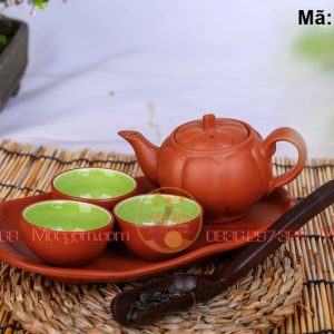Bộ ấm chén gốm Bát Tràng men mộc mini Tam ẩm mã AC2067