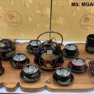 Bộ ấm chén gốm sứ Bát Tràng men hỏa biến mã MGAC0208