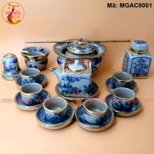 Bộ ấm chén men rạn bọc đồng giả cổ mã MGAC8001