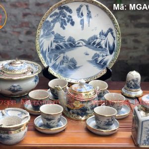 Bộ ấm chén men rạn cổ Bát Tràng mã MGAC8031
