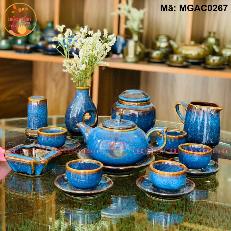 Bộ ấm chén pha trà đẹp men hỏa biến mã MGAC0267 – Ảnh 4