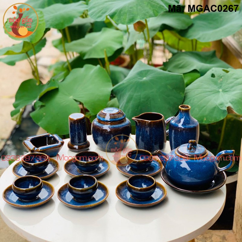 Bộ ấm chén pha trà đẹp men hỏa biến mã MGAC0267