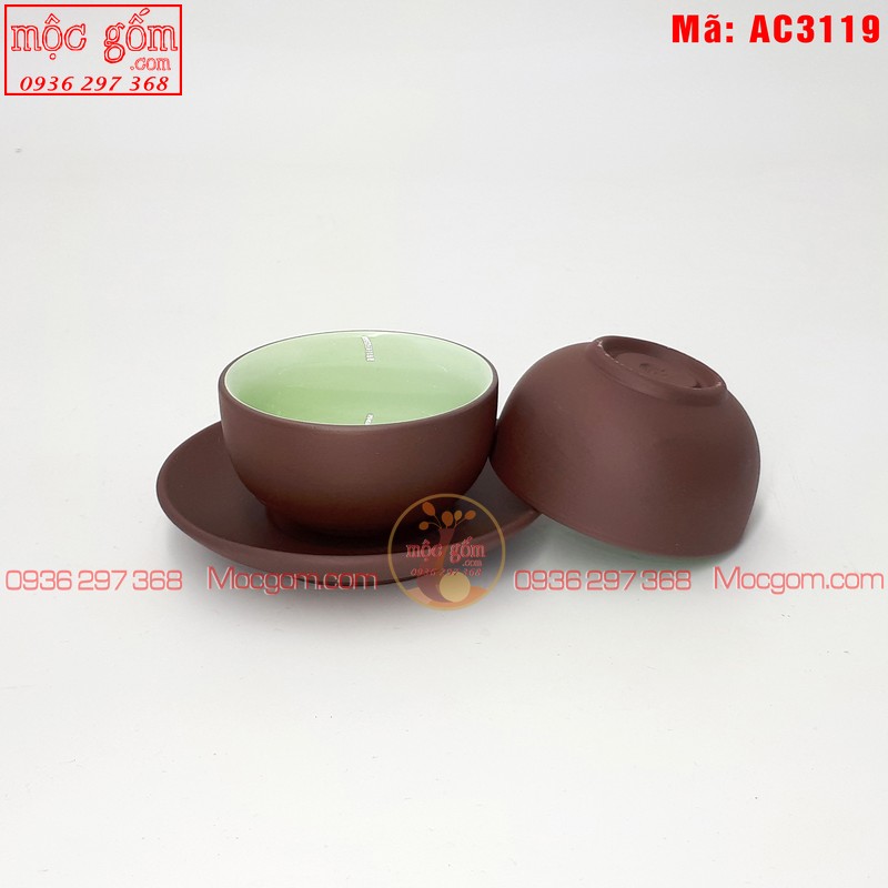 Bộ ấm chén tử sa Bát Tràng mẫu Chuông nâu số 1 mã AC3119 – Ảnh 3