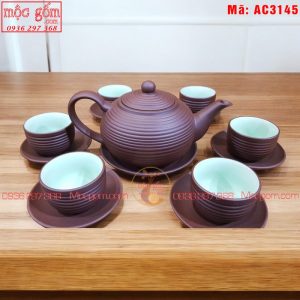 Bộ ấm chén tử sa mẫu ganh nâu đỏ mã ac3145 Ảnh 2