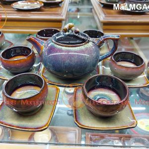 Bộ ấm chén uống trà Bát Tràng men hỏa biến mã MGAC0220