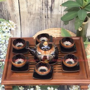 Bộ ấm chén uống trà cao cấp men hỏa biến mã MGAC0254