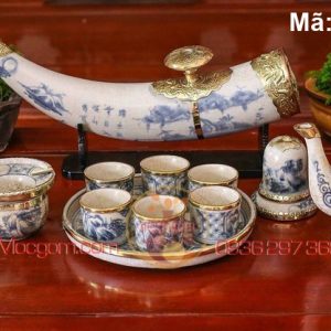 Bộ ấm tích Bát Tràng giả cổ bọc đồng mã MGAC8011