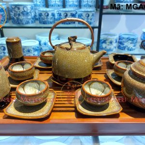 Bộ ấm trà Bát Tràng men hỏa biến mã MGAC0235