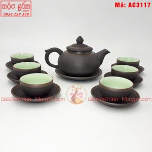 Bộ ấm trà tử sa bát tràng mẫu chóp số 1 chỉ bạc mã ac3117 Ảnh 4