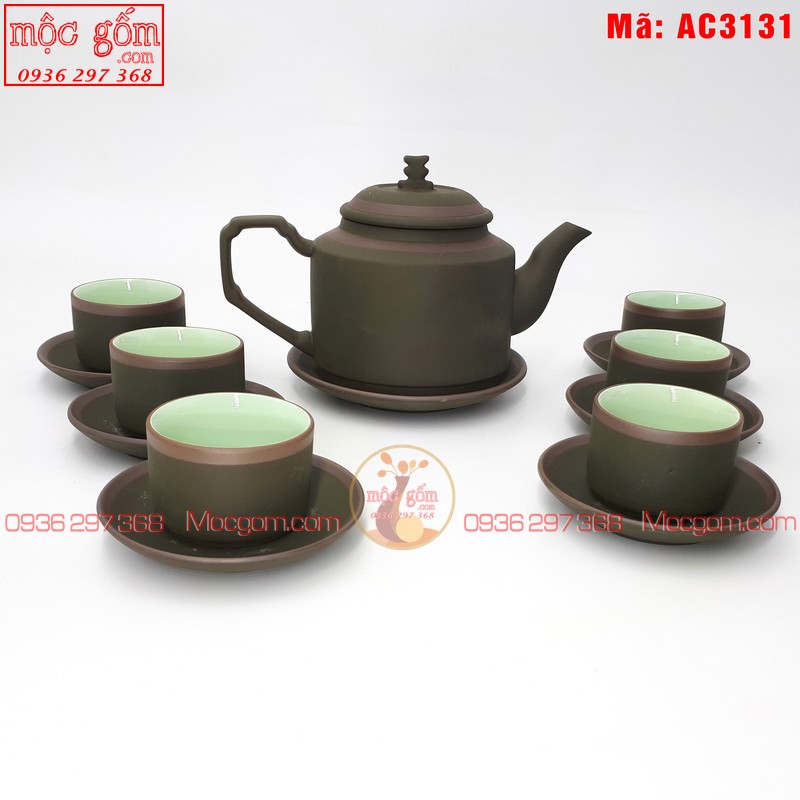 Bộ ấm tử sa mẫu Tích số 2 xanh chỉ mã AC3131 – Ảnh 4