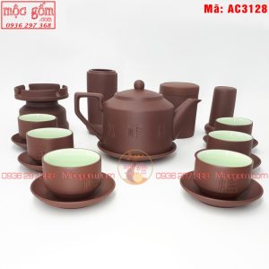 Mua ấm trà tử sa ở hà nội mẫu tích phúc lộc thọ nâu đầy đủ phụ kiện mã ac3128 Ảnh 2